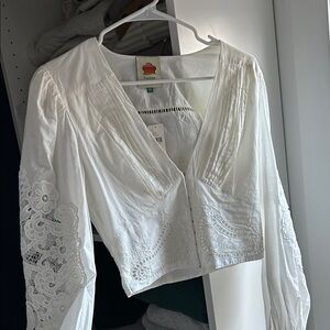 FARM Rio White Lace Blouse